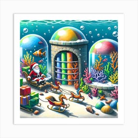 Super Kids Creativity:Santa Claus Under The Sea 1 Art Print