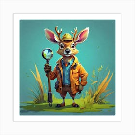 Deer With A Magnifying Glass 2 Art Print