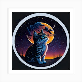 Cat Colored Sky (134) Art Print