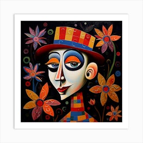 Clown In A Hat Art Print