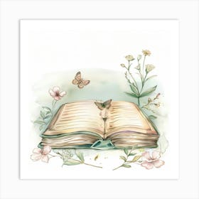 Open Book With Butterflies 1 Art Print