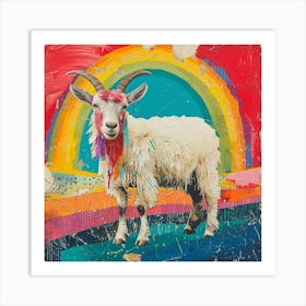 Kitsch Rainbow Goat Collage 1 Art Print