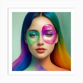 Rainbow Haired Woman Art Print