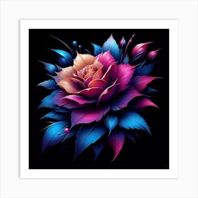 Rose On A Black Background Art Print