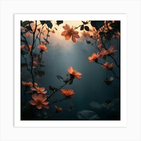 Flowers At Dusk 2 Art Print