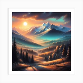 Sunset In The Mountains 31 Art Print