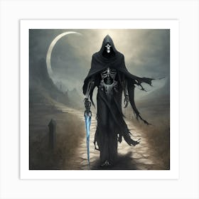 "Embrace the Shadows: Journey with the Dark Reaper" Art Print