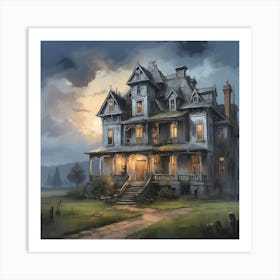 Haunted House Painting Art Print