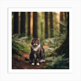 Cat In The Forest 1 Art Print