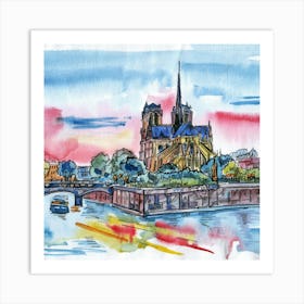 Paris Sketch Watercolor Image Fund Nature Drawing Art Print