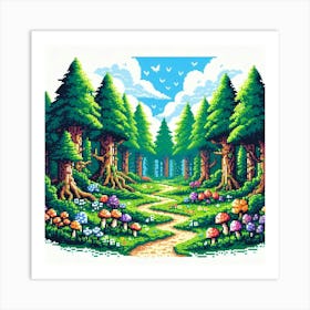 8-bit forest Art Print