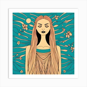 Lineart Nature Goddess Art Print