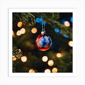 Christmas Ornament On A Christmas Tree Art Print