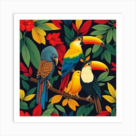 Tropical Toucans Art Print