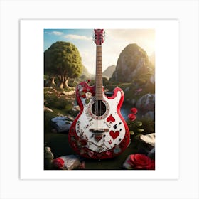 Heartstrings Monarchy: Queen of Hearts Guitar Elegance (11) Art Print