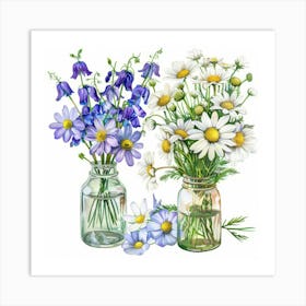 Wildflowers In Jars Art Print