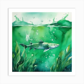 Green Water Watercolor Focus Photo Art Print