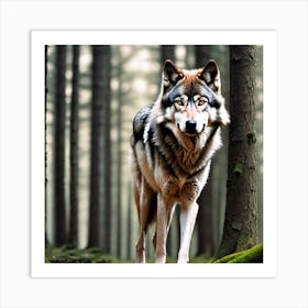 Wolf In The Forest 39 Art Print