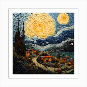 Gogh's Celestial Knitted Canvas Art Print