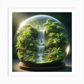Waterfall In A Glass Globe Art Print