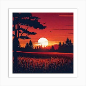 Sunset In The Field 10 Art Print