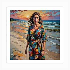 Woman On The Beach Art Print