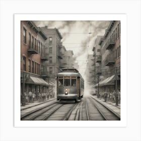 Streetcar On The Tracks art Art Print