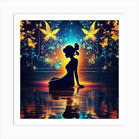 Meditating Woman With Butterflies Art Print