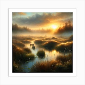 Marshland  Nature Vintage Style Art Print