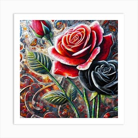 Mosaic Roses Art Print