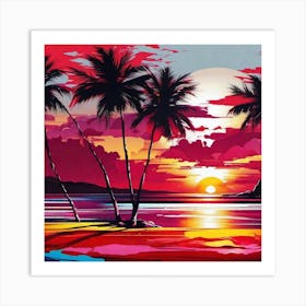 Sunset At The Beach 237 Art Print