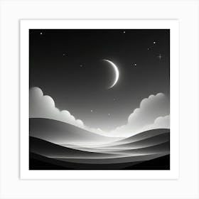 Landscape With Moon And Stars Art Print