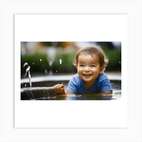 Baby In A Fountain Art Print