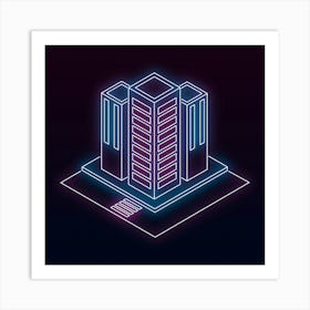 Neon City Building Build Art Print