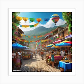Street Market In Mexico Art Print
