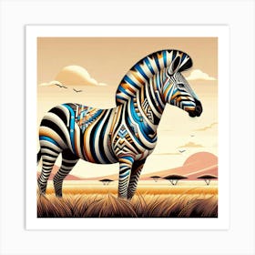 Tribal African Art zebra Art Print