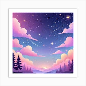 Sky With Twinkling Stars In Pastel Colors Square Composition 238 Art Print