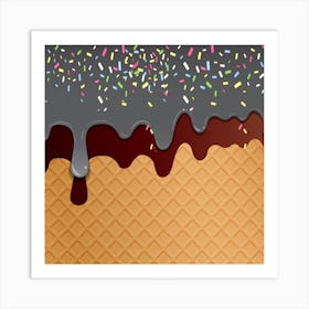 Ice Cream Waffle Vector 6 Art Print