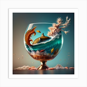 A Tsunami In Vertically Placed Glass With Beauti (1) Art Print