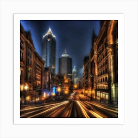 Shanghai City At Night Art Print