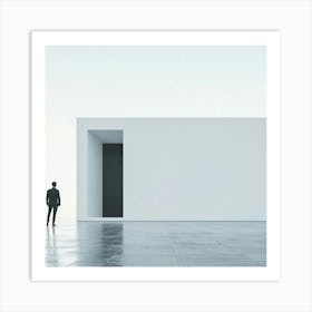 Businessman Standing In Front Of A White Building Art Print