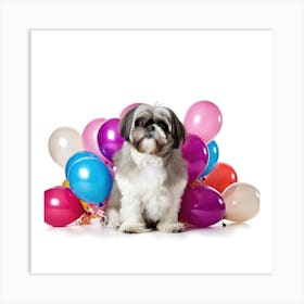 Shih Tzu With Balloons Art Print