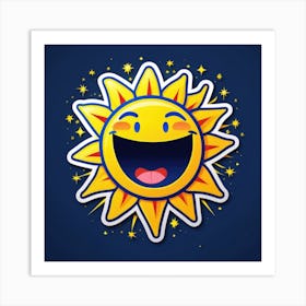 Lovely smiling sun on a blue gradient background 120 Art Print