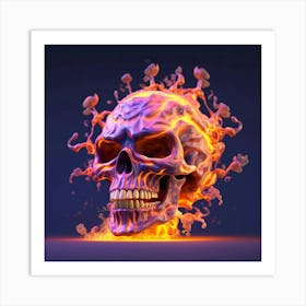 Skull In Flames Art Print