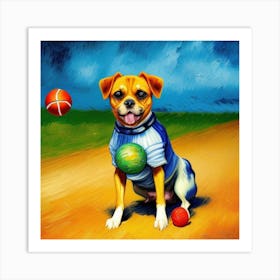 Dog Bowling Art Print