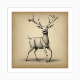 Deer Illustration 3 Art Print