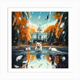 Cats In The Water Art Print