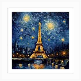 Eiffel Tower At Night Art Print