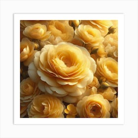 Yellow Roses Wallpaper Art Print