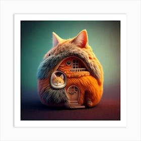 Firefly House, Cat, Shape, Whimsical, Unique, Creative, Feline, Architecture, Playful, Charming, Coz (1) Art Print